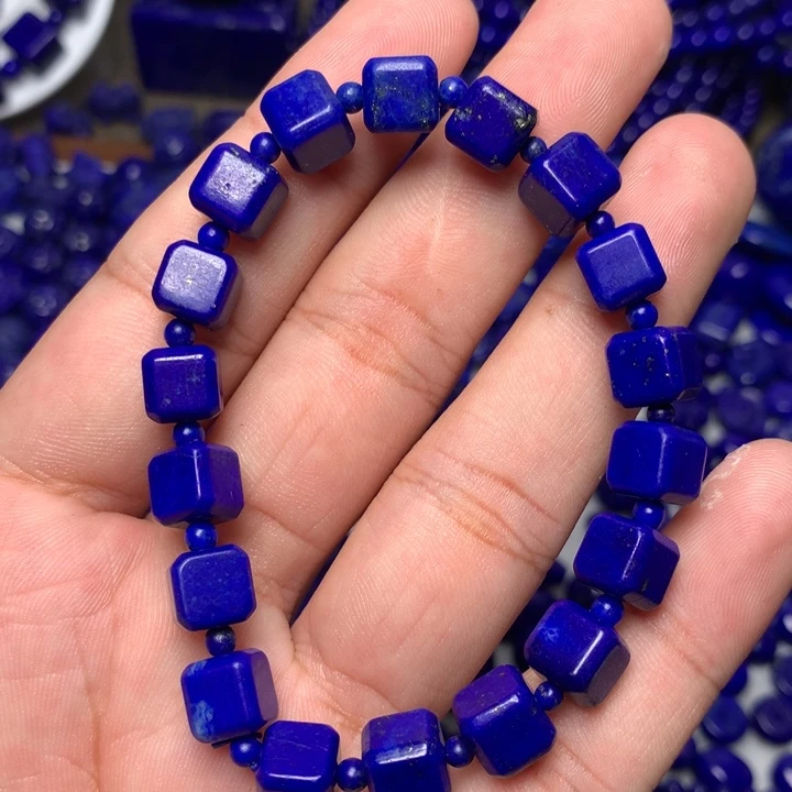 青金石未镶嵌7.5mm方糖手串