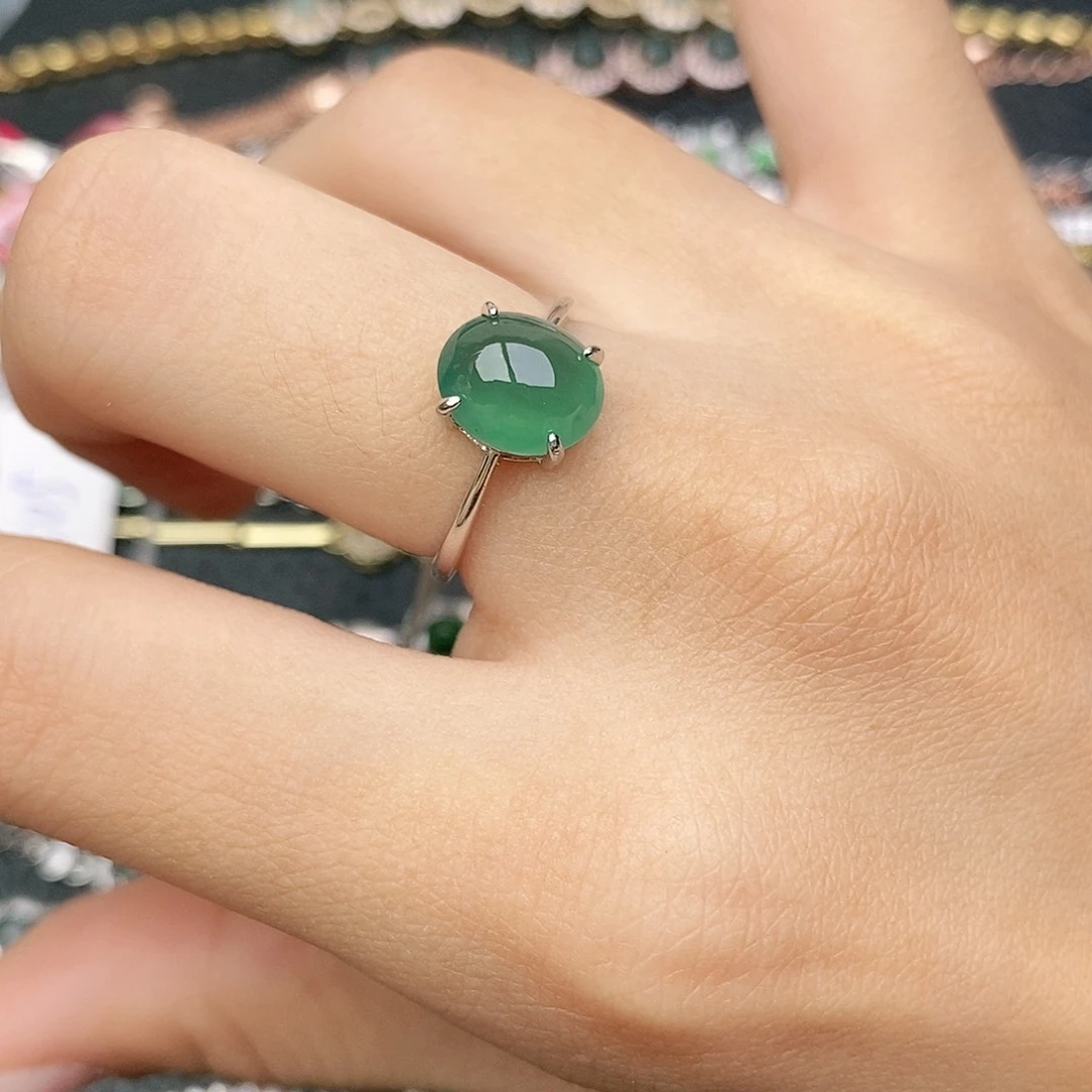 翡翠银S925镶嵌戒指