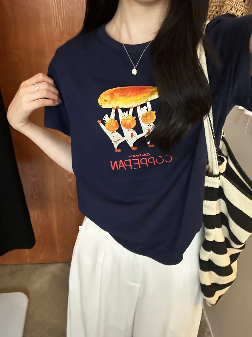 3802#『面包搬运工Tee』韩系休闲百搭短袖T恤（福利）