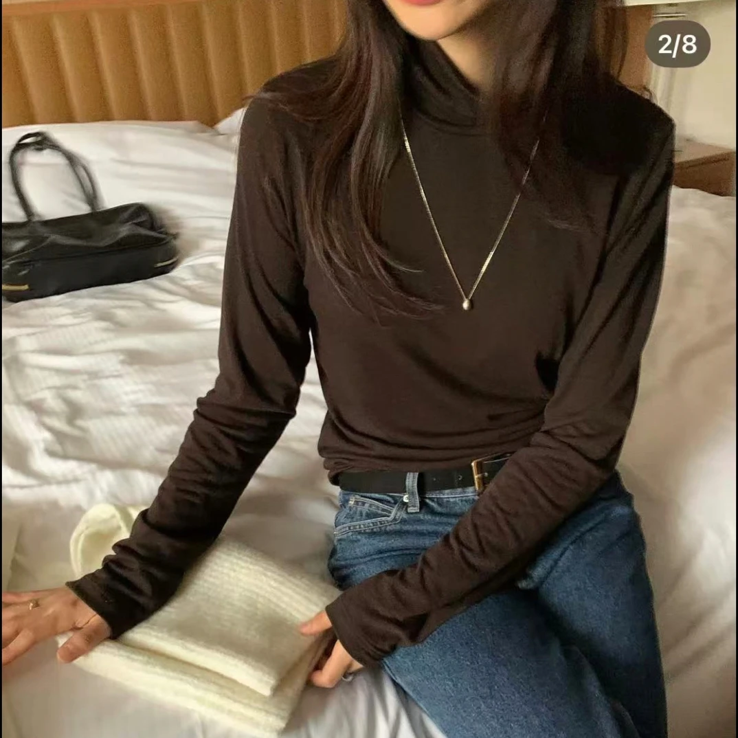 No退No换东大门女装2025新款高领长袖打底衫女01-95h