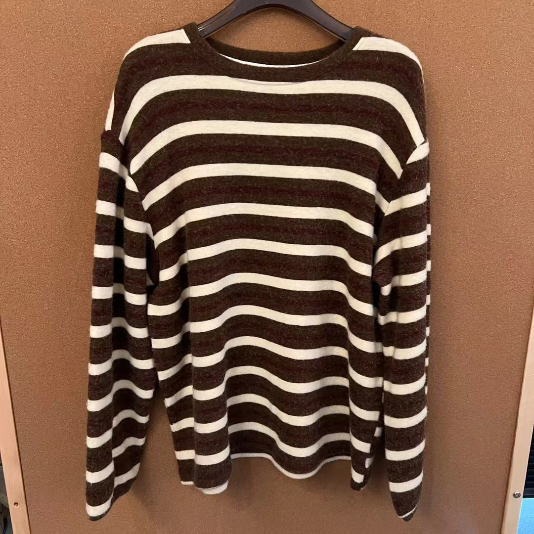 【清】NO退换-加厚磨毛条纹上衣T恤【90026】