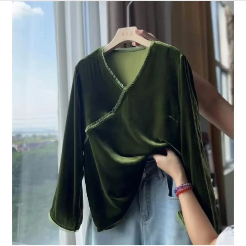 DY1200樱美嘉时尚洋气百搭休闲桑蚕丝真丝丝绒上衣
