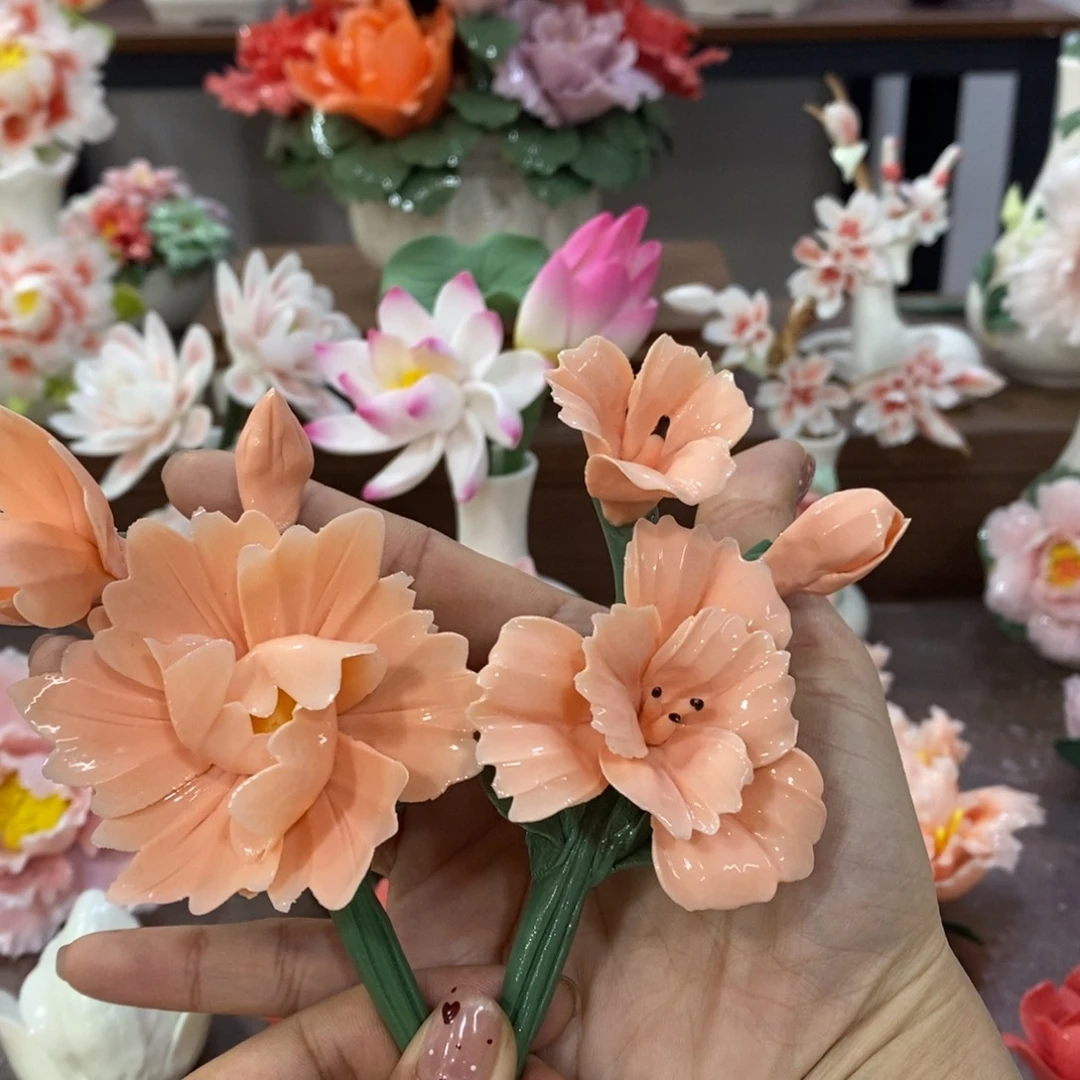 瓷片陶瓷手工花摆件