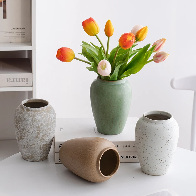 中式复古陶瓷小花瓶高级感客厅玄关插花装饰餐桌水培鲜花绿植摆件