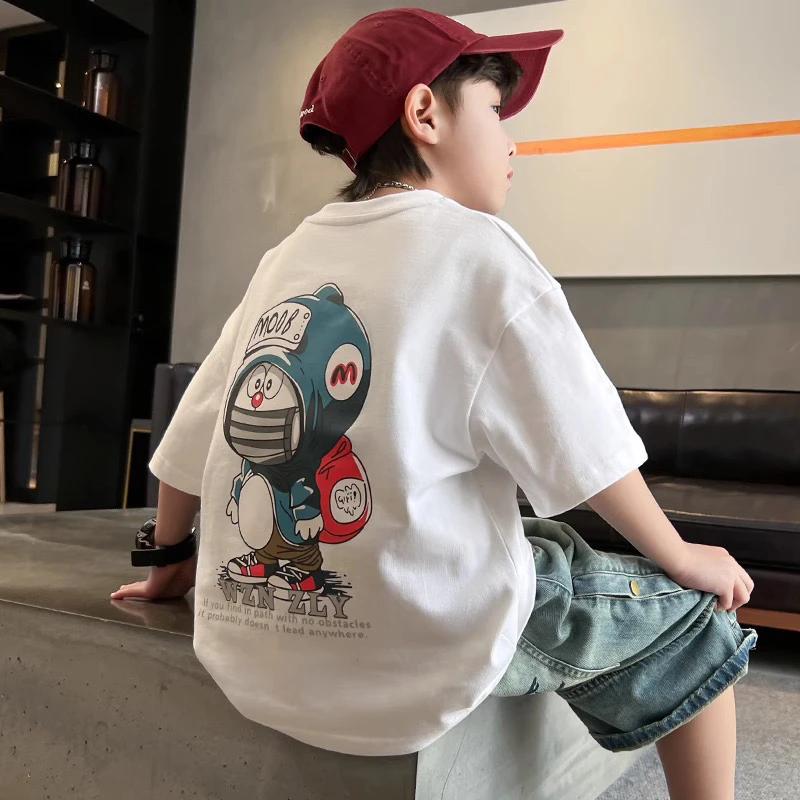 男童2025新款痞帅夏季纯棉短袖T恤中大儿童装时髦炸街潮［19085］