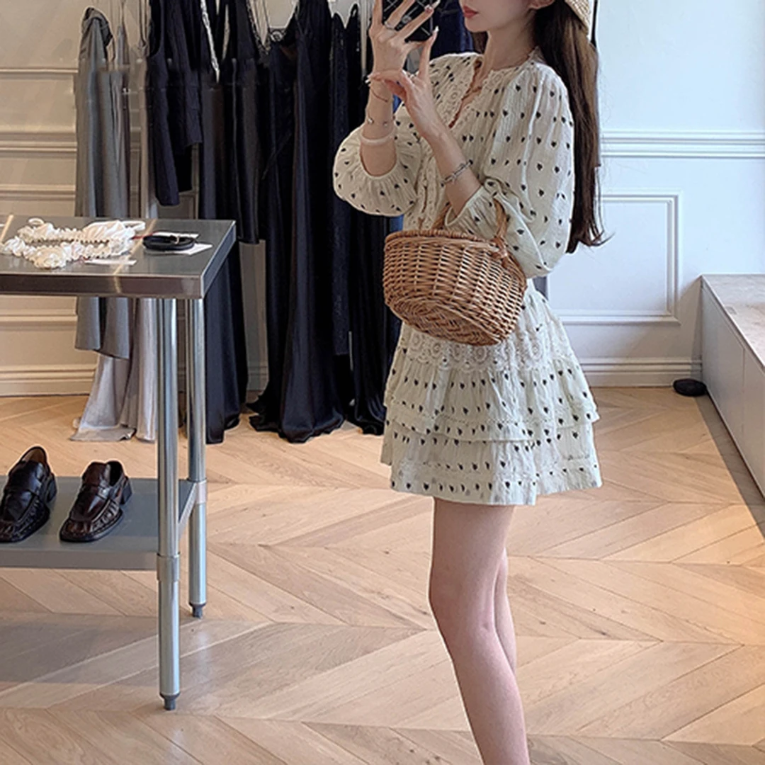 碎花爱意中古套装/精致法式刺绣春夏甜美气质名媛显瘦裙子两件套