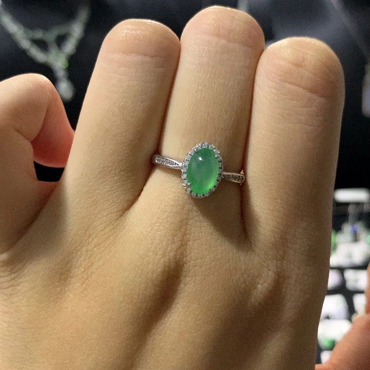 翡翠银S925镶嵌戒指