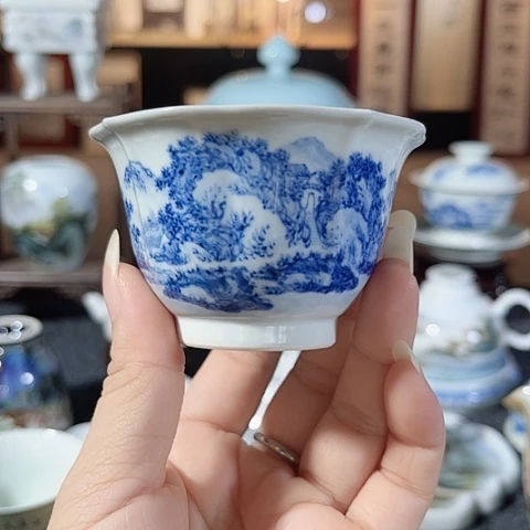 汪派山水汪沁青花柴窑福利