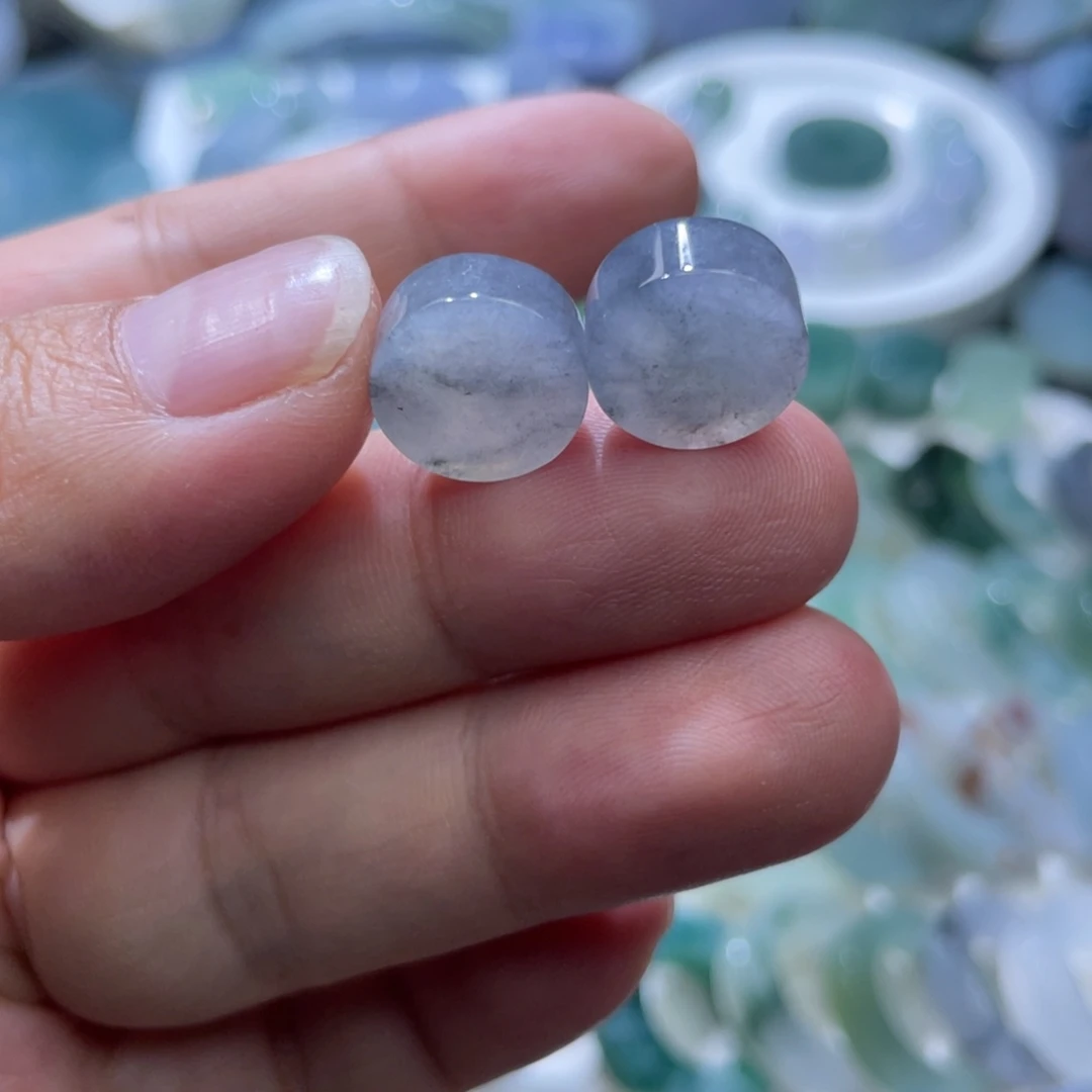 定制翡翠未镶嵌天然翡翠冰粉乌鸡一对