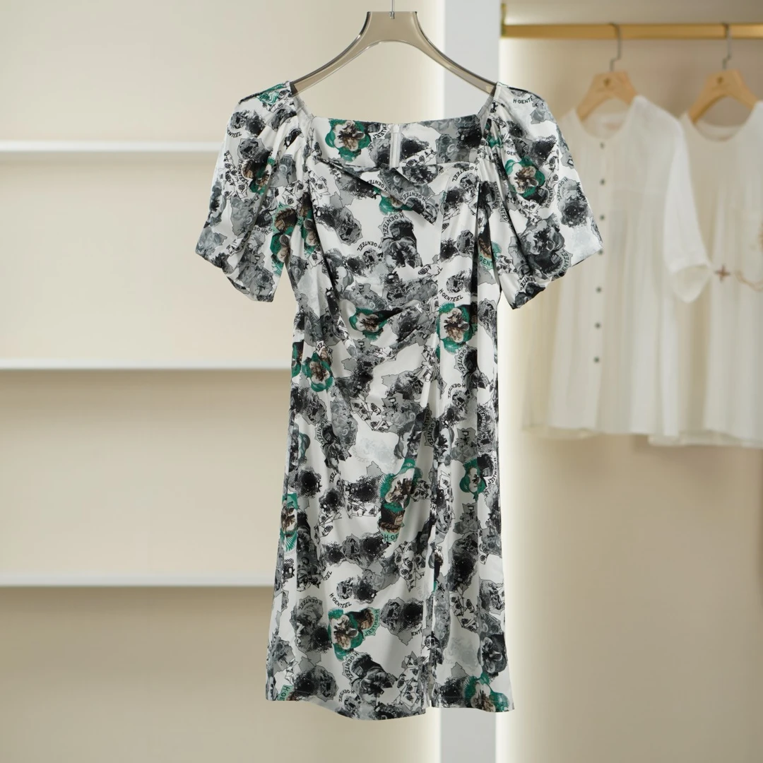 麦迪尚品【H】K324时尚气质印花显瘦连衣裙夏款女装商场专柜