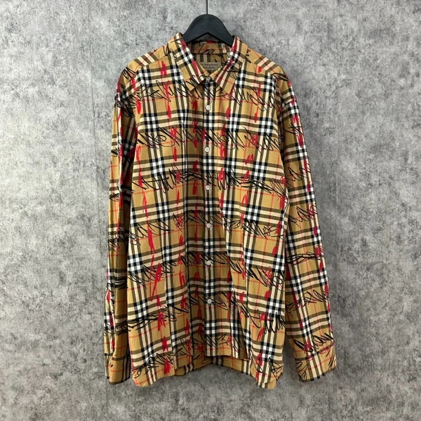 95新 BURBERRY/博柏利 经典格纹涂鸦衬衫