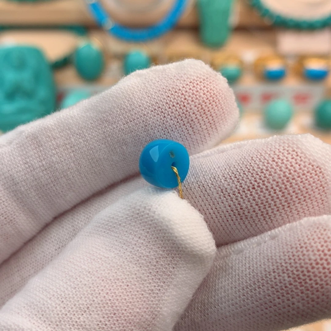 未镶嵌绿松石珠宝奇石7.5-4.4mm