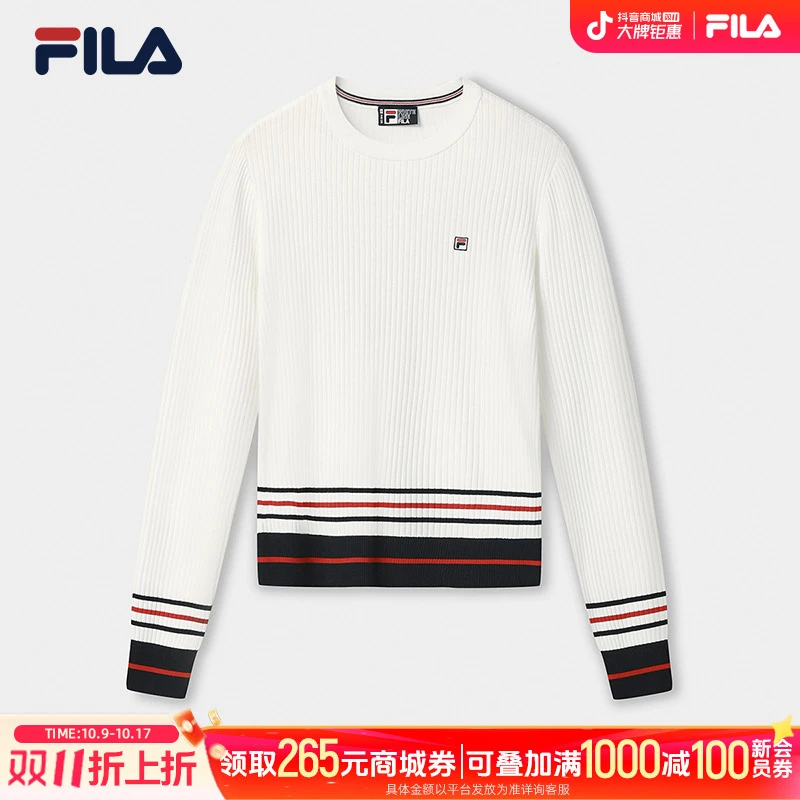Fila/斐乐编织衫长袖运动时尚休闲女士圆领秋冬撞色F11W548408F