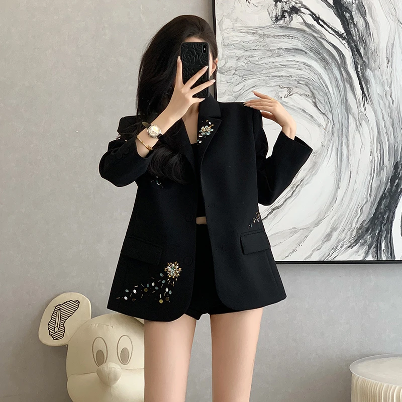 秋季韩版宽松休闲西装外套女小个子高级感设计感小众炸街小西服