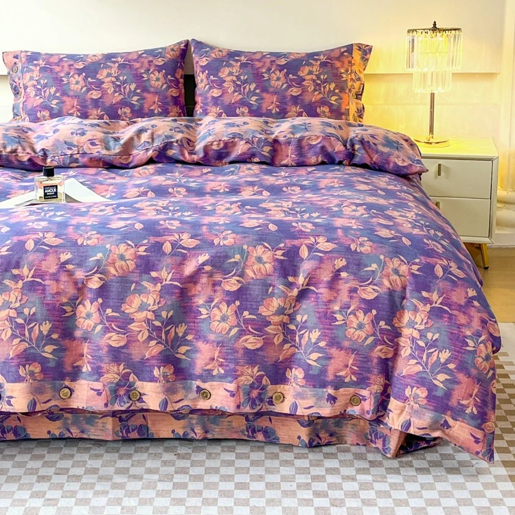 【花海-紫罗兰】全棉色织提花A类双层纱四件套温暖居家柔软四季温暖