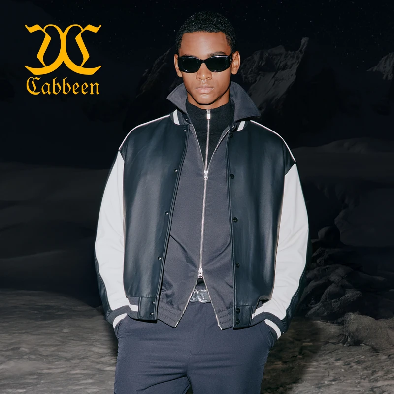 【撞色拼接】卡宾都市黑白拼接工艺休闲夹克冬季男款2254122001