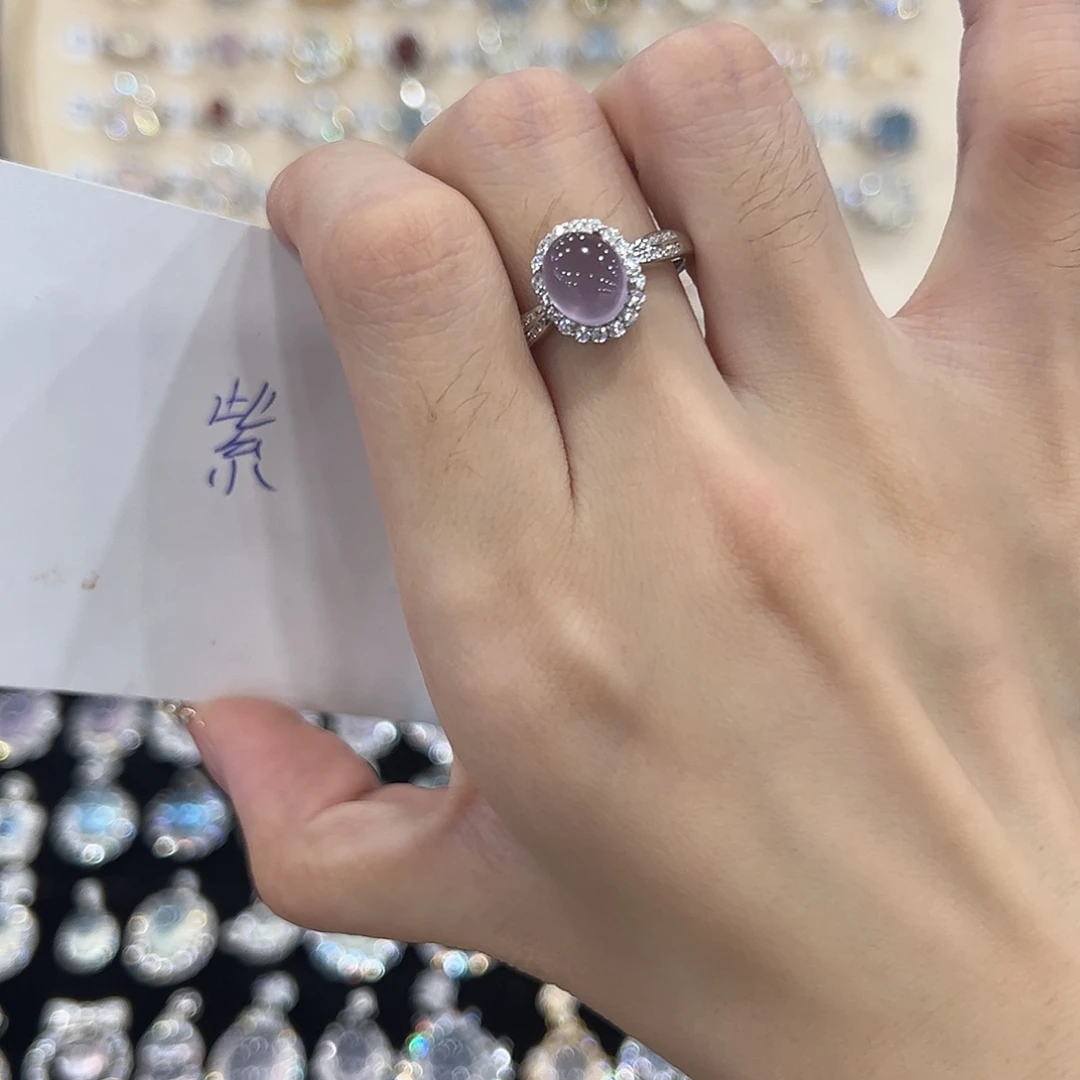 艺***涵银S925镶嵌蛇纹石玉戒指