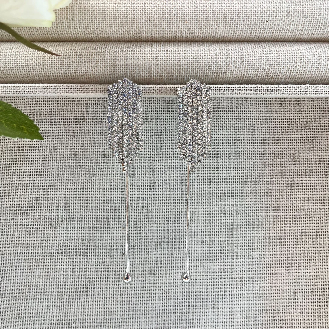 铜合金耳饰  气质轻奢时尚百搭欧美长款流苏耳钉