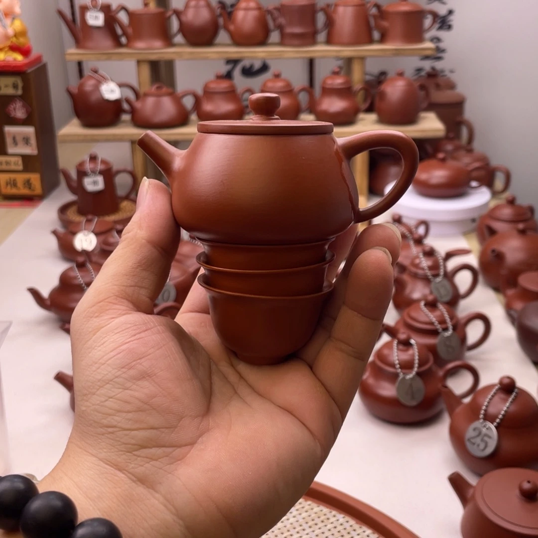 茶壶紫砂石瓢90毫升送茶杯3个