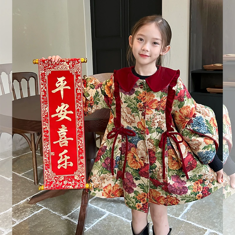 【清仓】栀了成长记童装女童红色绣花外套秋冬儿童宝宝时髦国风服