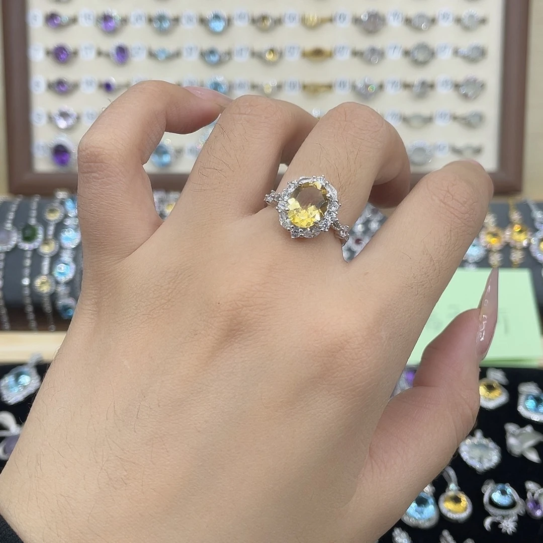 戒指银S925镶嵌黄晶