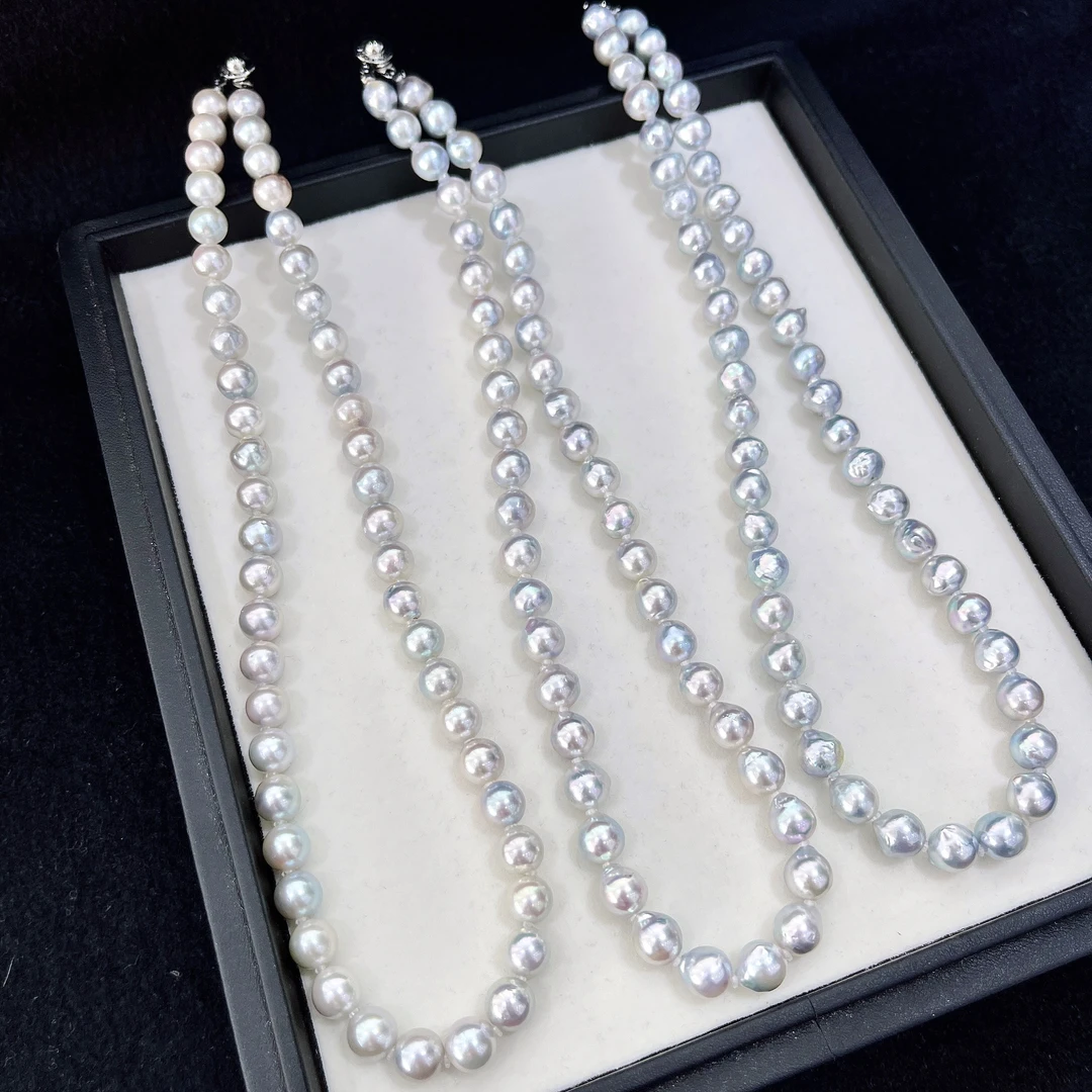 天然珍珠 海水真多麻满珠项链 8-9MM 多样性发一R007