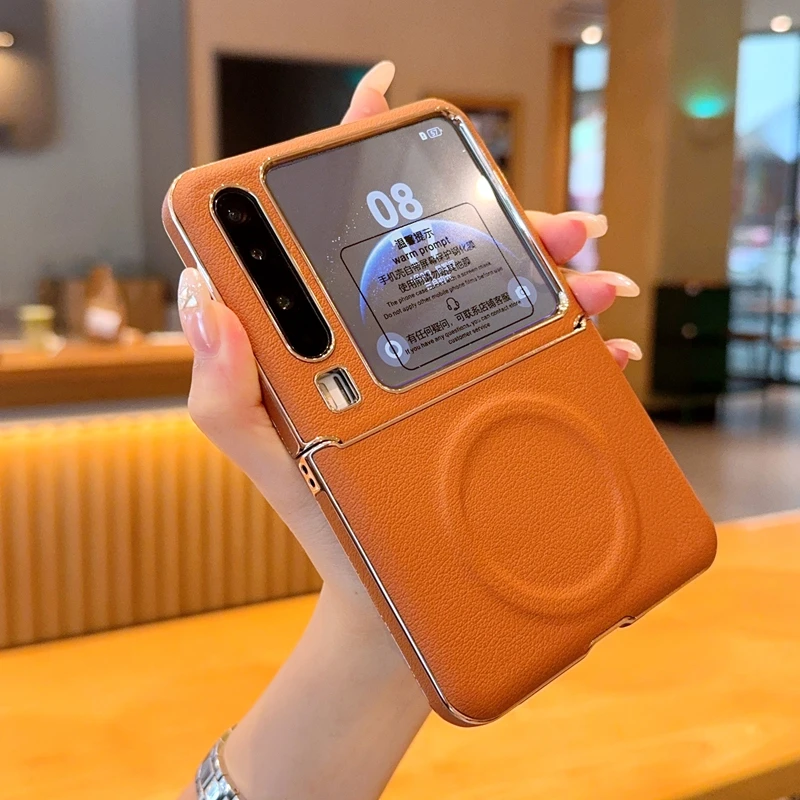 适用于华为Pura X壳膜一体手机壳奢华皮质电镀高级磁吸商务男女款