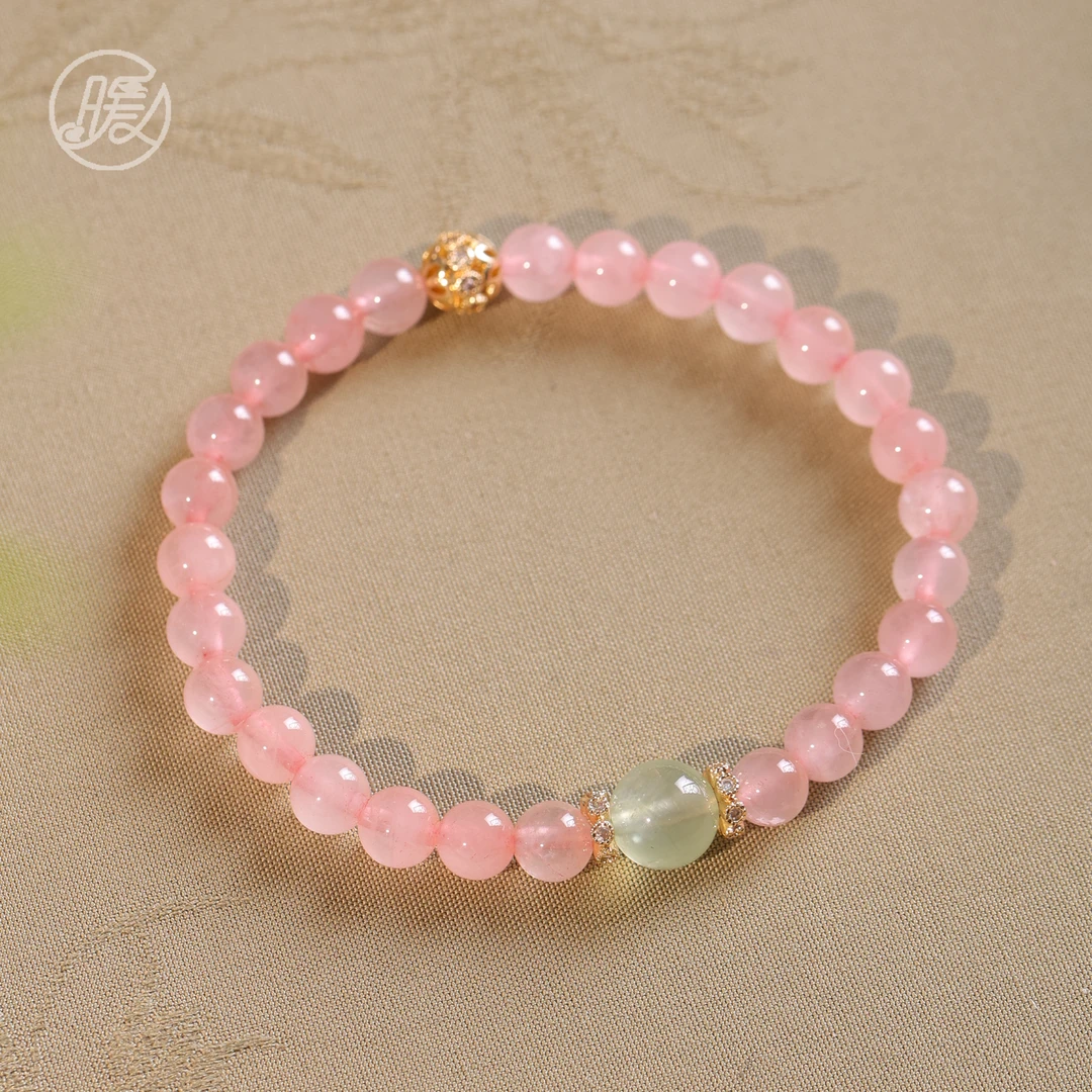 单圈粉水晶手串6mm搭配镂空路路通手链G1676多样性发一