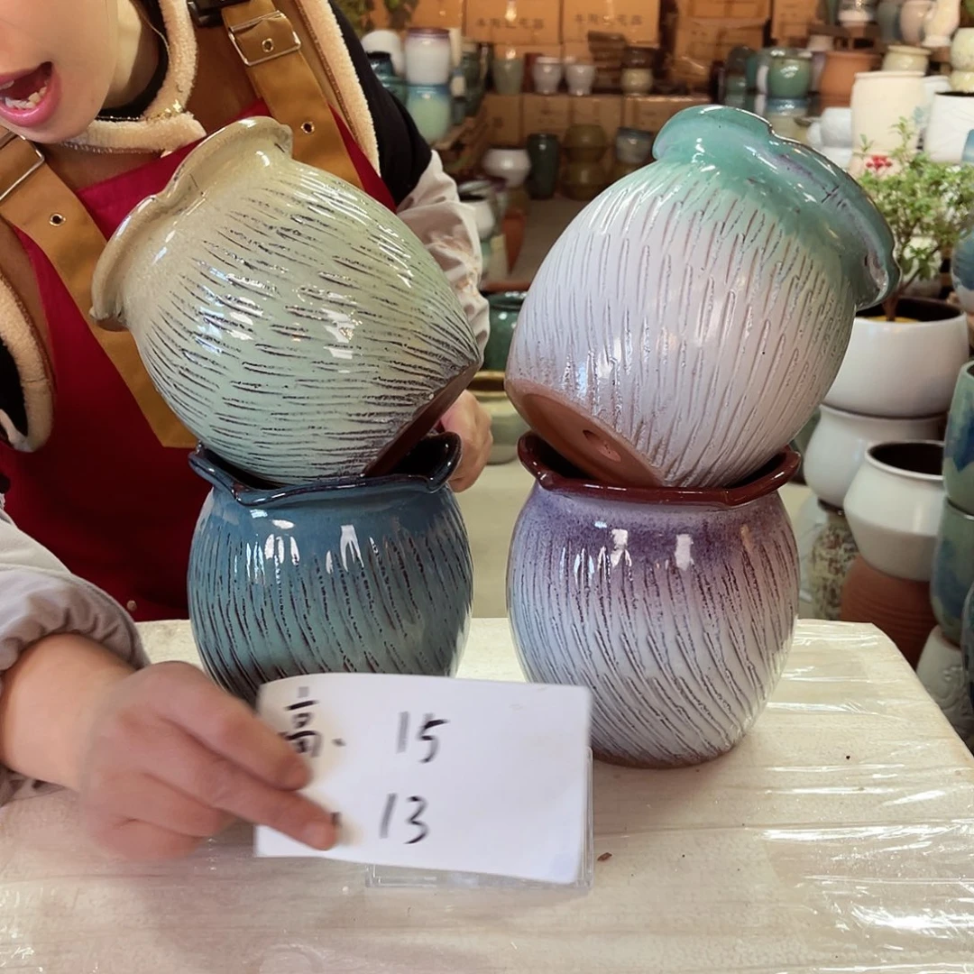 紫砂花盆高度15口径13