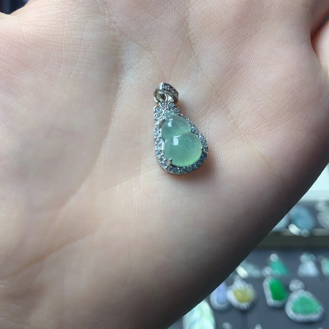 翡翠银S925镶嵌挂件