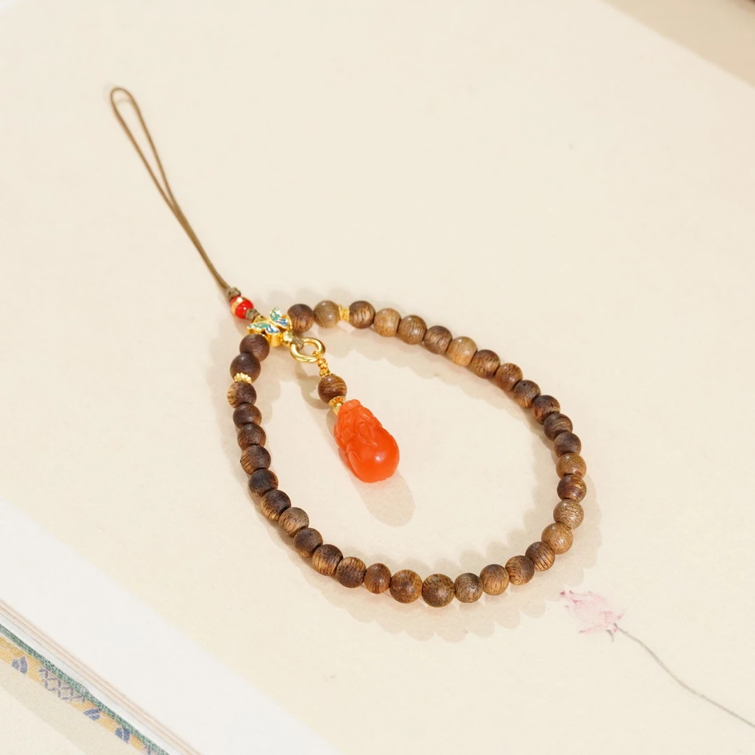 【不二】川料瓦西南红貔貅S925银DIY手机挂5mm±（多样性发）