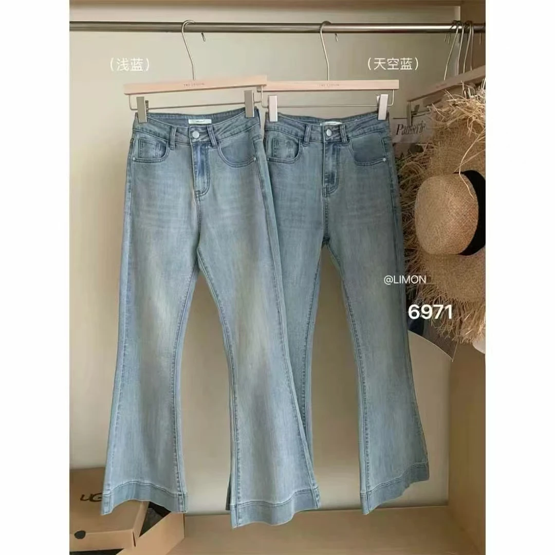 6971春款2025新款显瘦百搭修身微喇牛仔裤