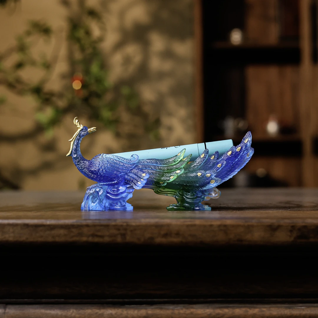 【静姐小院】雀之灵.香器孔雀蓝(金)（琉璃S0279）