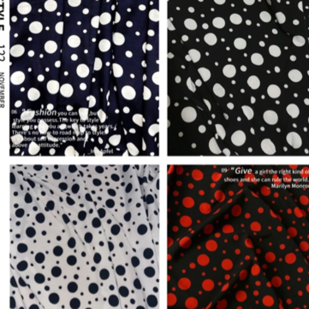 【圆点】四面弹印花面料柔软亲肤透气服装布料