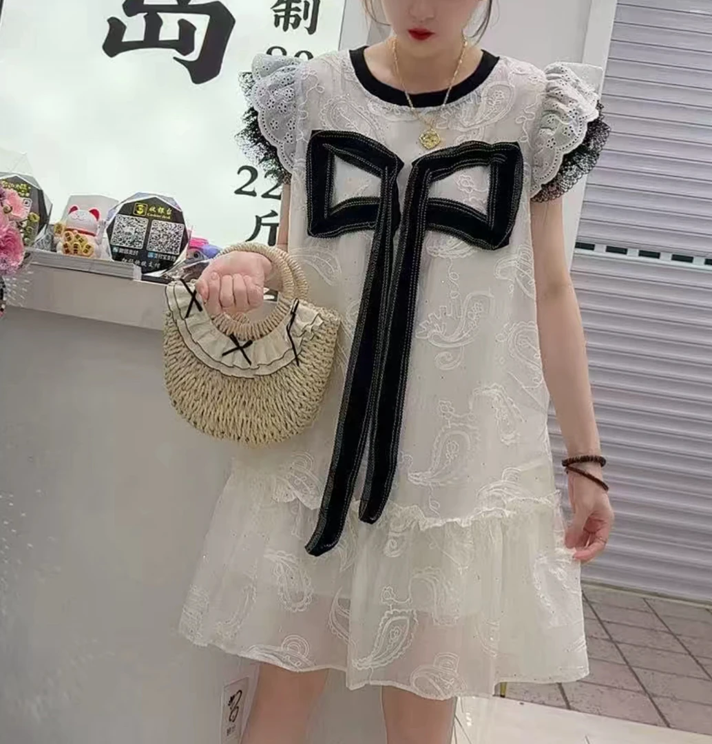 765显瘦公主蝴蝶结甜美麻减龄连衣裙（衣长88左右）