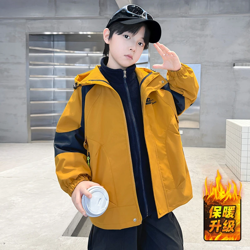 【高质量】男童外套秋冬款三合一冲锋衣130-180码中大童儿童冲锋衣