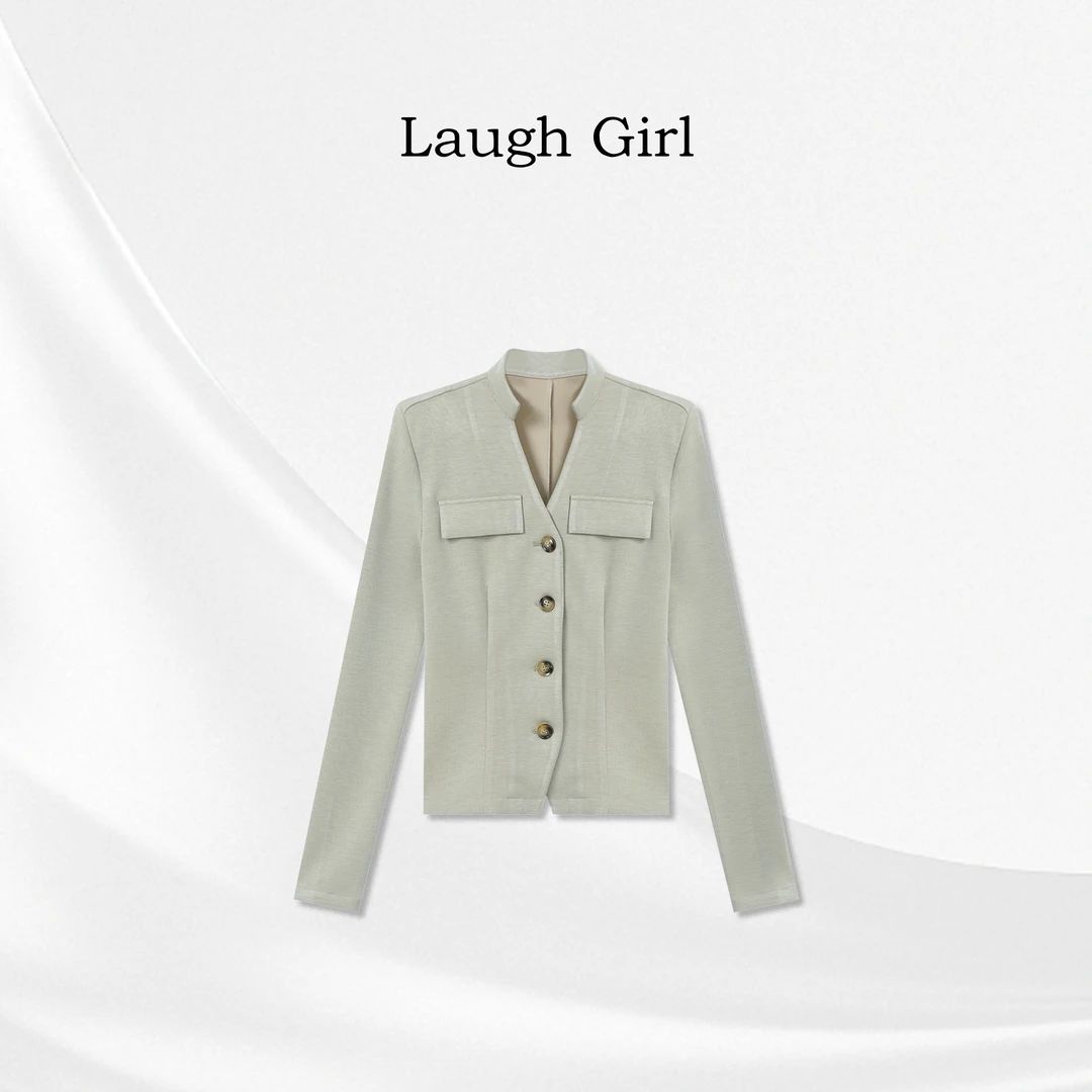 楚楚君 Laugh girl【气质C位】立领假口袋纯欲长袖上衣CL531288J