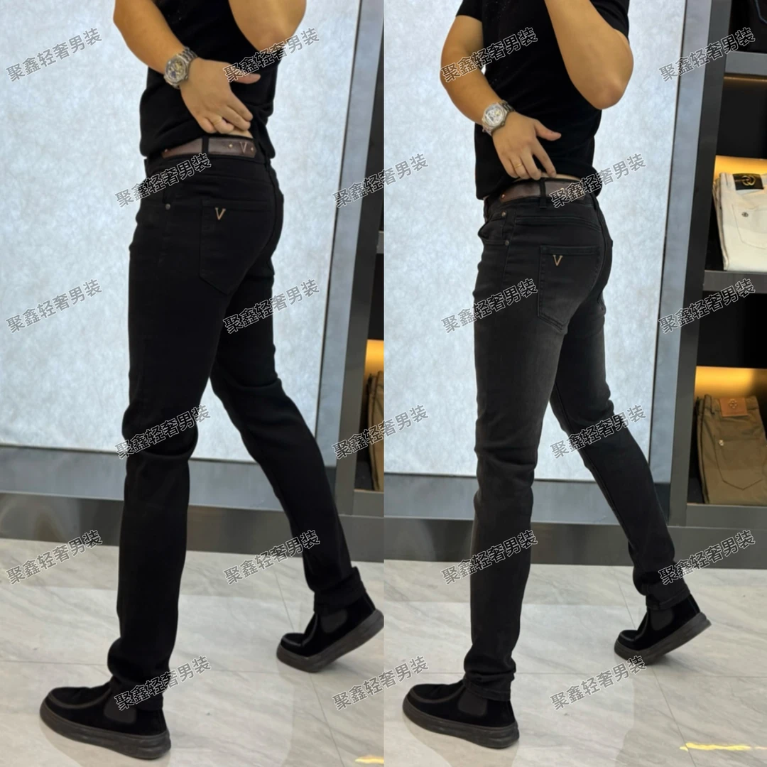 春秋2025男士男款新款时尚牛仔小脚裤休闲裤修身牛仔裤-腰牌