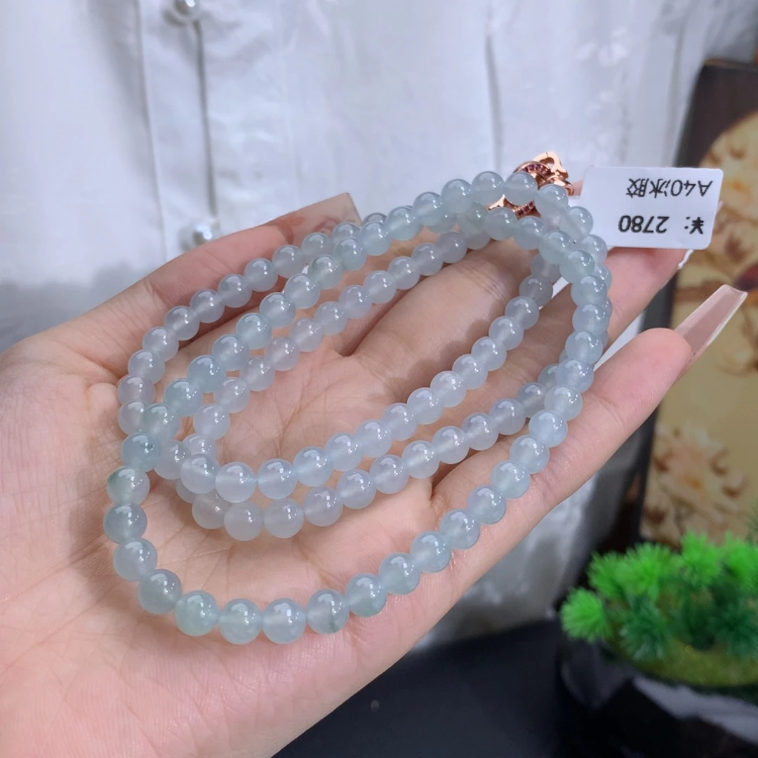 S****未镶嵌手链翡翠卡6.0冰胶蓝底飘淡花