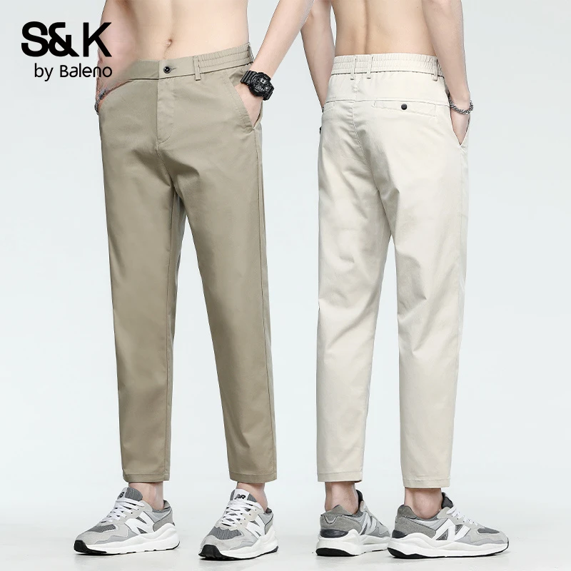 班尼路2025新款夏季休闲九分裤男士休闲裤潮流修身直筒冰丝小脚裤