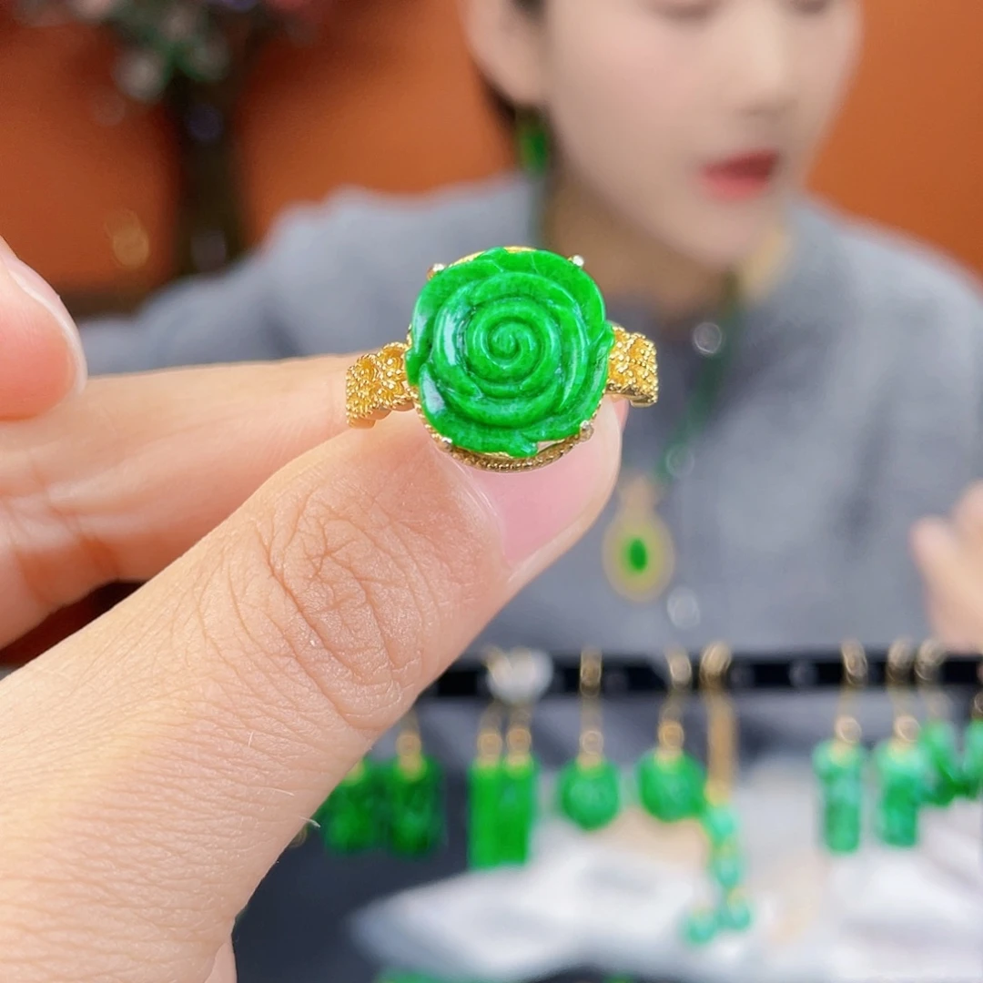 翡翠银S925镶嵌耳饰