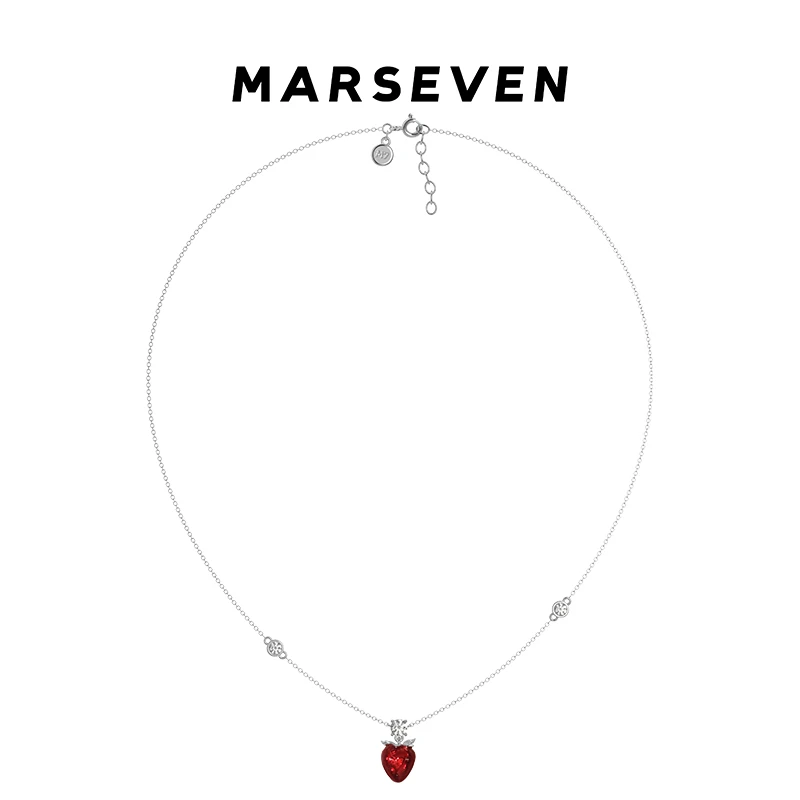 MARSEVEN 铜合金耳饰 野餐系列红色mini草莓项链原创设计