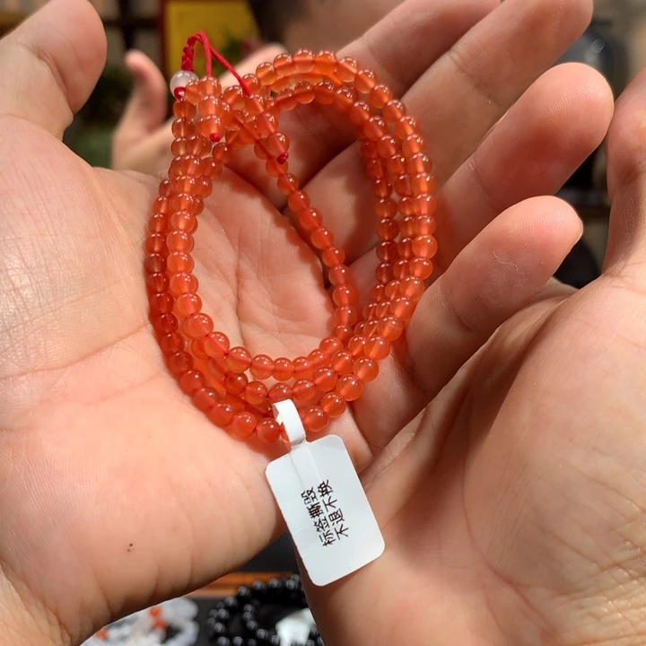 未镶嵌多圈南红玛瑙保山原矿南红冰橘4mm+多圈