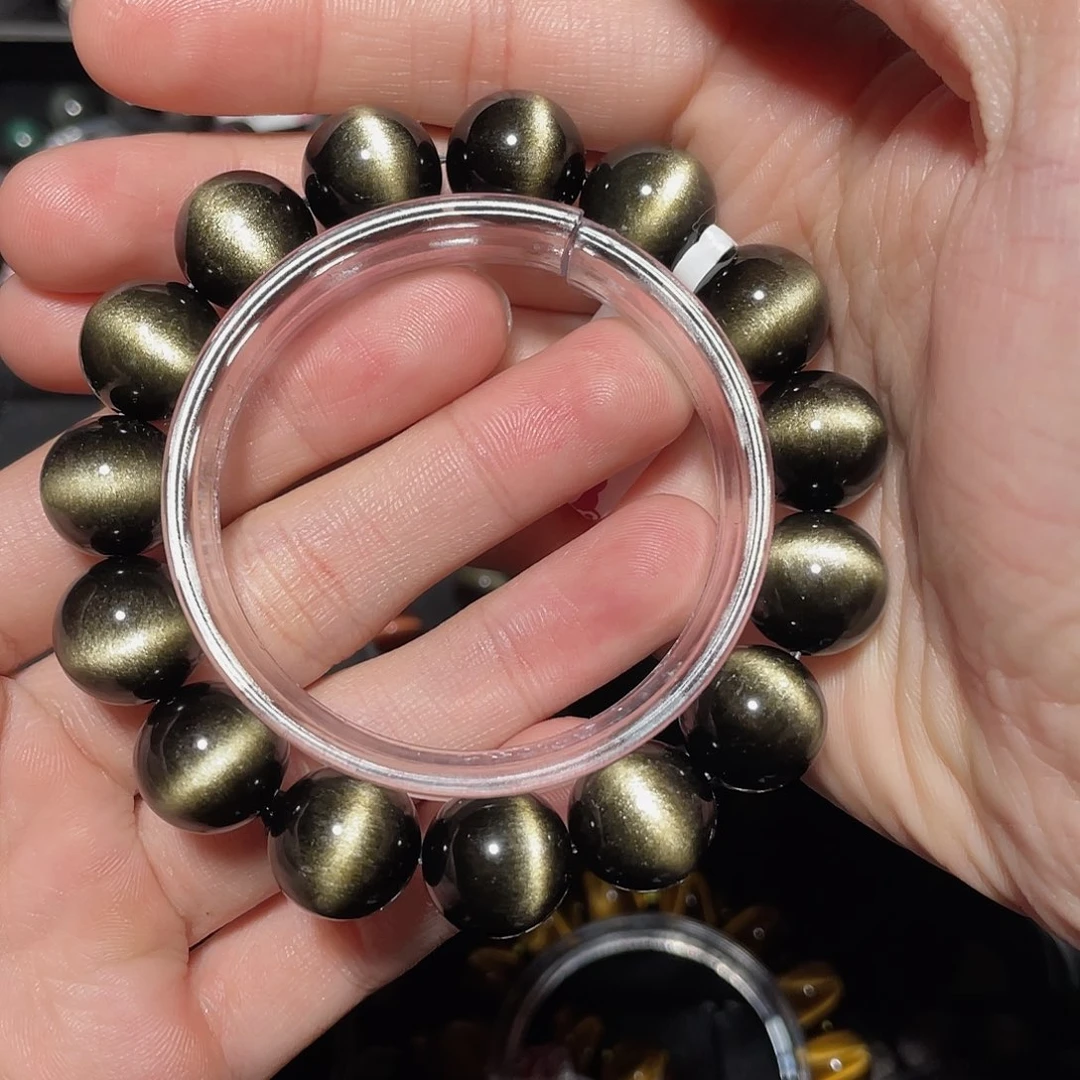 凍***东黑曜岩未镶嵌手链