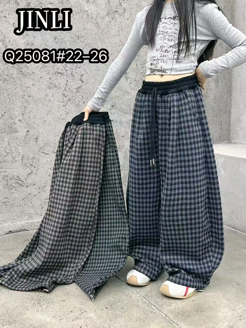 K146儿童新款春秋休闲裤格子款25081