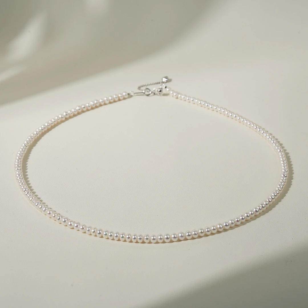 4-5mm 小发财 天然淡水无核珍珠项链小米珠baby珠精致极光