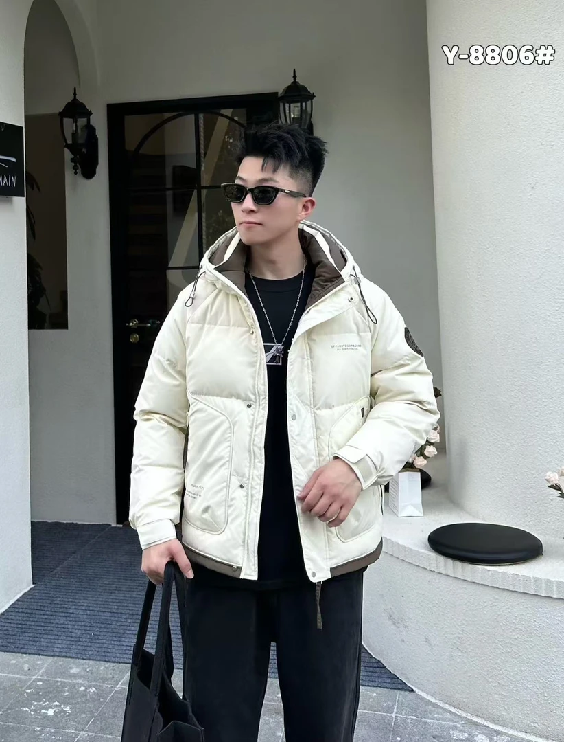 8806白【逆流伟坦】新款防寒工装连帽保暖外套#（剪标款）