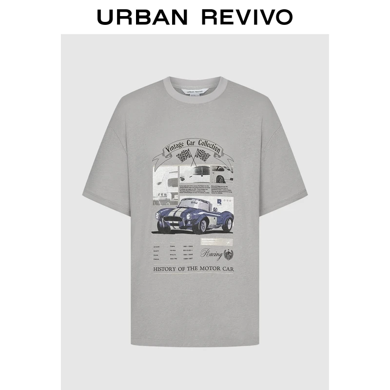 UR2025夏季新款男装美式复古休闲撞色印花短袖T恤UIQ450005