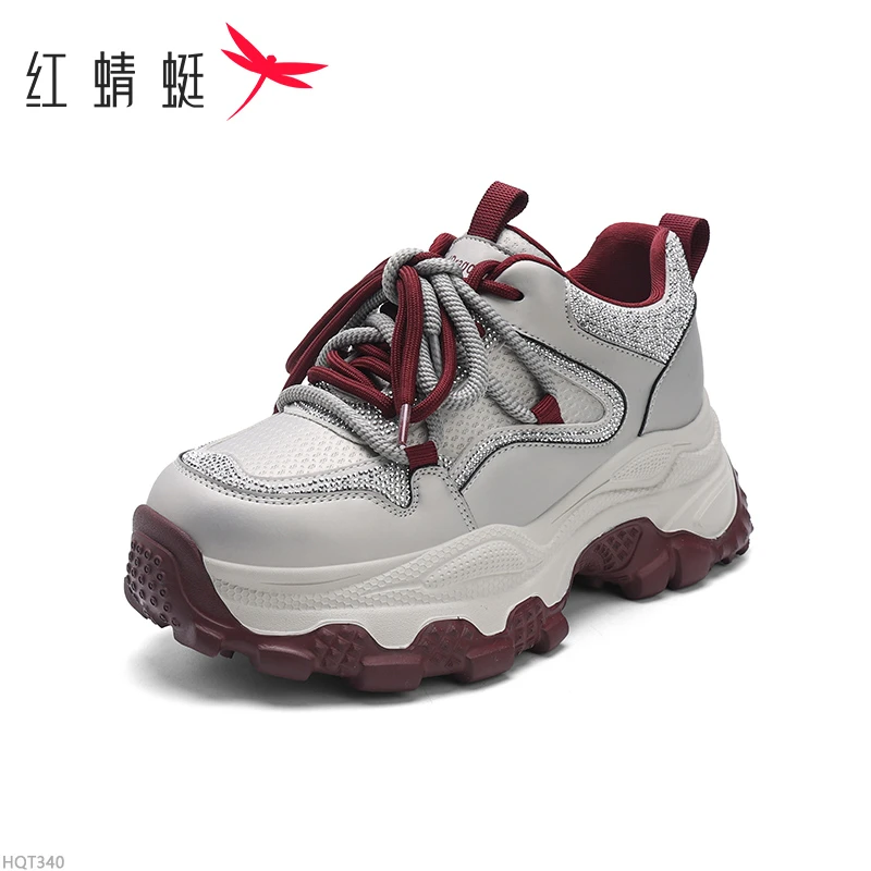 红蜻蜓厚底增高复古百搭老爹鞋2025新款时尚网红休闲鞋运动鞋女R