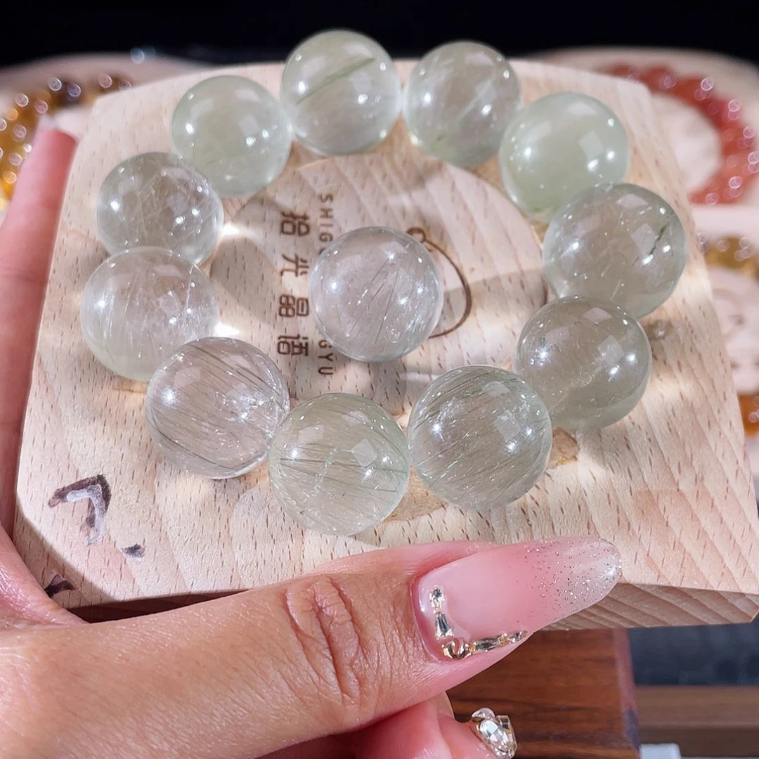 毛***毛手链未镶嵌水晶定制绿钢丝水晶手串